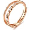 Milacolato 925 Anello in Argento Sterling Delicato Intrecciato Zirconi Cubici Eternità Promessa Fede Nuziale Anello Pollice Regolabile Oro Rosa Anello in Oro per le Donne Signore Ragazze
