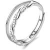 Milacolato 925 Anello in Argento Sterling Delicato Intrecciato Zirconi Cubici Eternità Promessa Fede Nuziale Anello Pollice Regolabile Argento Anello in Oro per le Donne Signore Ragazze