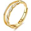Milacolato 925 Anello in Argento Sterling Delicato Intrecciato Zirconi Cubici Eternità Promessa Fede Nuziale Anello Pollice Regolabile Oro Anello in Oro per le Donne Signore Ragazze