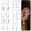 MILACOLATO 12 Paia Orecchini Donna Orecchini Acciaio Chirurgico Set Orecchini Cerchio Donna Ipoallergenica Piercing Helix Trago Conch Multi Piercings Orecchio Argento B