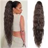 XFSRG Coda Finta Capelli Ondulati Lunghe Coda Capelli Extension Ondulata Sintetica con Coulisse Capelli Coda Posticci Ricci Ondulati per Donna（Marrone/60CM）