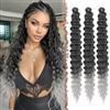 FESHFEN Boho Braids Extension - 3 Pezzi Trecce Ondulati Posticci Extensions Ombre Grigio Sintetici Braiding Ocean Wave Crochet Estensioni Capelli per Treccine per Donne, 55 cm