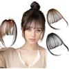 AWAVM 2Pcs Frangia Clip-In, Frangetta Capelli Veri Clip-In, Extension Capelli Per Donne Con Basette Pezzo Di Capelli, Fine Estensioni Dei Per (Marrone Chiaro, Nero)