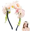 HuaMuDM Copricapo per capello con fiore, Fascia boho sposa con corona floreale, Archetto ghirlanda floreale