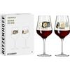 RITZENHOFF 3401002 - Bicchieri da vino rosso, 400 ml, serie Sagengold n. 2, set da 2 pezzi, con motivo uva, vero oro, Made in Germany, nero, oro