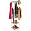 Relaxdays Appendiabiti Relaxdays, 3 Ripiani e 8 Ganci, HLP: 181x43x43 cm, Metallo, Bianco-Naturale