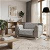 Italian Bed Linen Copridivano Antiscivolo GLAMOUR Made in Italy - Copridivano 2 Posti con Braccioli, Seduta 125 cm, Salvadivano con Fondo in Gomma Antiscivolo, Proteggi Divano Artigianale in Tinta Unita - GRIGIO CHIARO