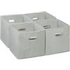 Relaxdays Scatola Portaoggetti, Set 4 Box Cubo da Scaffale HLP 30 x 30 x 30 cm, Portagiochi Pieghevole in Stoffa, Grigio