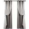 Lush Decor, Set di tende oscuranti per finestra, grigio scuro, con rivestimento isolante e oscurante, 241,3 x 96,5 cm, 241,3 cm di lunghezza