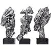 aboxoo 3 statue pensatrici, Silence is Gold, statuetta astratta in resina, con scritta No Hear No See No Speak (argento)