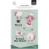 Vaessen Creative Timbri in Silicone Pecore e Testi - 15 Timbri a Secco per Lavoro Preciso - per DIY, Biglietti Fatti a Mano, Buste e Scrapbooking - con Stamping Tool e Blocchi Acrilici