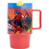 Stor Tazza Bambini con Coperchio Spider-Man 530ml - Bicchiere Plastica Senza BPA con Tappo Antigoccia - Tazza a Vite per Bambini