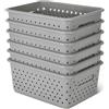 Amazon Basics - Cestini Decorativi In Plastica Senza BPA, 25,2 x 18,8 x 10,56, Grigio, Confezione da 6