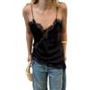 Betrodi, canottiera da donna con bordi in pizzo di seta asimmetrici, patchwork in pizzo satinato anni 2000, scollo a V, top per uscire, streetwear, Marrone, L