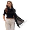 LA FERANI Sciarpa estiva da donna, in cashmere, sottile, 200 x 70 cm, leggera, trasparente, tinta unita, per estate, primavera, casual, business, stile, regalo per lei, Nero , 200x70