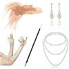 CHRI 7 pezzi costume anni '20, accessori da donna Great Gatsby, accessori da donna, costume da carnevale anni '20, copricapo in piuma