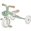 Globber Learning Trike 2in1 Plus ECO - Triciclo e Bici da Passeggio per Bambini, Sella TPR Regolabile in Altezza 20,3/17,8 cm, Colore Verde Salvia