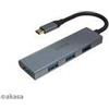 Akasa AK-CBCA25-18BK Hub di interfaccia USB 3.2 Gen 1 (3.1 Gen 1) Tipo-C 5000 Mbps Grigio (AK-CBCA25-18BK)