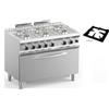 DEXION Cucina professionale a gas con 6 fuochi - Potenza 6 x kW 7 - Forno gas statico con grill - Cm 110 x 73 x 85 h