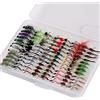 Bassdash Pesca Mosche Artificiali Esche Set Assortimento di Mosche Trota Bass con Fly Box Pezzi con Mosche secche/bagnate, ninfe, Stelle filanti, Popper