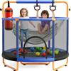 Hurtle Trampolino Elastico per Bambini 140 cm, Trampolino con Rete di Sicurezza 200 kg, Palestra in Casa, Giochi Bambini con Barra Regolabile, Altalena, Sacco da Boxe e Anelli