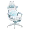 Dowinx Sedia da gaming ergonomica con poggiapiedi, motivo zampe di gatto, in tessuto, design di seduta senza ali, regolabile, per adulti