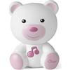 Chicco - Luce Notte e Luce Guida, Lampada Portatile a Forma di Orso con Musica Classica e Suoni Rilassanti, Evolutive, Rosa, 0 mesi +