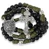 Nazareth Store Rosario in paracord di San Michele collana rosario robusta con cordoncino resistente e crocifisso cattolico del Perdono (Nera)