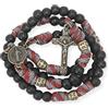 Nazareth Store Bronzo antico San Benedetto Rosario Paracord Nero opaco Perline robuste Rosario Collana con filo forte con croce INRI