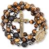 Nazareth Store Rosari per uomini, collana di rosario cattolica, collana con perle di occhio di tigre e croce di rosario resistente, in una scatola regalo portatile (Miraculous)