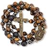 Nazareth Store Rosari per uomini, collana di rosario cattolica, collana con perle di occhio di tigre e croce di rosario resistente, in una scatola regalo portatile (Saint Michael)