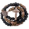Nazareth Store Bronzo antico San Benedetto Rosario Paracord Nero opaco Perline robuste Rosario Collana con filo forte con croce INRI (Braunes Paracord Kupfer St.Benedict)