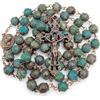 Nazareth Store Collana rosario con perline in pietra naturale Design in rame antico Medaglia del suolo sacro e croce in sacchetto di velluto - Rosari cattolici Terra Santa Gerusalemme (Diaspro Verde)