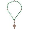 Nazareth Store Perline DI Pietra DI Giada Verde Rosario Anglicano Preghiera Con Perline Coroncina Fatta a Mano