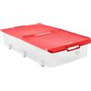 TATAY Scatole Plastica con Coperchio 63 L Sottiletto - Classic | Coperchio Pieghevole Incluso | Manici Ergonomici in ABS | Ruote Integrate | Design Resistente | Plastica BPA Free | 45x78x18 cm, Rosso