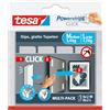 tesa Powerstrips CLICK - Ganci Adesivi per Appendere Cornici e Decorazioni da Parete Senza Forature - Strisce Autoadesive con Sistema di Aggancio e Sgancio ON e OFF - 6 x 2 M, 8 x 2 L