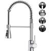 SREWOHS PRO Rubinetto miscelatore da cucina con spruzzatore estraibile, Rubinetto ad arco alto a molla commerciale, Rubinetto per lavello in acciaio inossidabile, girevole a 360°, leva singola, 4