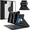 SOPPY Custodia con Tastiera per iPad Pro 11 (M4) 2024, Layout UK con Rivestimento Sottile, Wireless Staccabile Magnetica Girevole e Portamatite per iPad Pro 11 (M4), Colore Nero