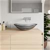 Parama Lavabo da appoggio in vetro trasparente 54x35x15,5 cm color antracite | Aurea
