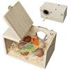 GOMETY Wellensittich - Nido per uccelli, 19,5 x 12 x 12 cm, casetta per uccelli in legno, design trasparente, scatola per uccelli naturale, foro sinistro per uccelli