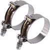 Glarks 2 pz fascette stringitubo a bullone a T in acciaio inox da 57-65 mm per tubo morbido di aspirazione turbo, morsetti per intercooler (57-65 mm)