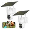 SEHMUA 4G LTE Telecamera Esterno con SIM e pannello solare, 2K Telecamere Batterie Senza Fili, 360° PTZ Videocamera Sorveglianza, Visione Notturna, PIR Rilevamento, Audio Bidirezionale, IP66, 2 Pezzi