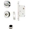bricoleva.it Kit Serratura Porta Scorrevole Rosetta Tonda Con Nottolino, Maniglia con Serratura per Porta Scorrevole (Colore Cromo Lucido)
