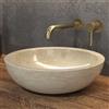 KAMALU Lavabo bagno da appoggio in marmo crema 40cm | Litos-EC40