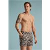 Intimissimi Costume Boxer Mare In 100% Lino Con Stampa Floreale Marrone Marrone