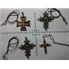 artigianale collana e croce strass perle plexy vetro italy artigianale vintage necklace b11