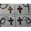 artigianale collana e croce strass perle plexy vetro italy artigianale vintage necklace b11
