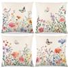 ZJILIXIA 4 Pezzi Federe Cuscini Divano 40x40cm,Federe per Cuscini Fiori Primaverili,Federa per Cuscino in Lino,Federa per Cuscino Farfalle E Uccelli Da Giardino Fiorito,Per Divano Decorazione Della Casa (C)