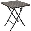 DOMUS Tavolino Pieghevole Da Esterno Quadrato 62x62x74 Cm Effetto Legno Marrone