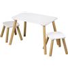 Kesper | Tavolo per bambini con 2 sedie, in fibra e legno di pino certificato FSC, dimensioni tavolo: 58 x 38 x 43,5 cm, dimensioni sedie: 24 x 24 x 25 cm, colore: Bianco | 1770713